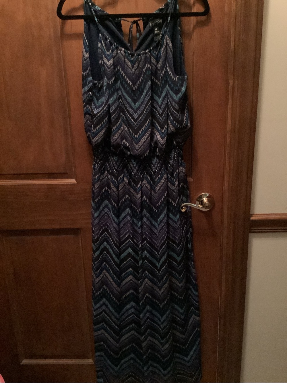 Enfocus Studio Navy Chevron Maxi Dress